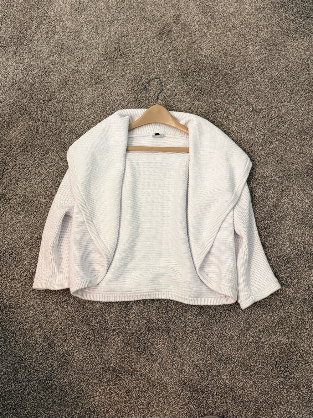 CAbi Cream Open-Front Knit Cardigan-It is known as a half circle cardigan.